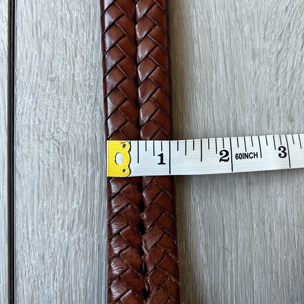 Coach Men's Braided Brown Leather Belt size 36 silver buckle - Picture 8 of 9